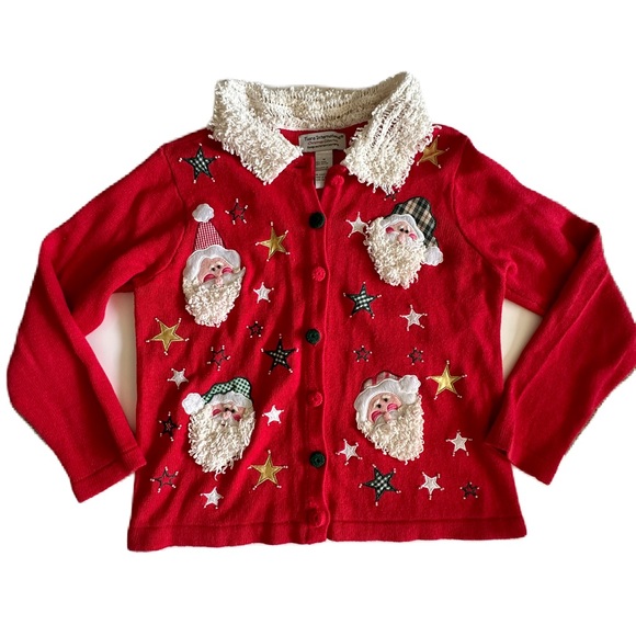 Tiara International Christmas Collection Santa Stars Beard Collar Women’s Medium - Picture 1 of 7